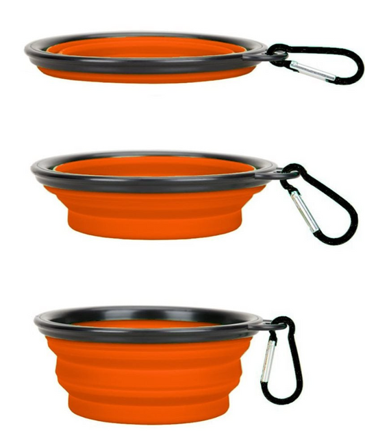 Envase retractable de silicona, para líquidos o solidos de perros y gatos. Ideal para paseos y viajes.